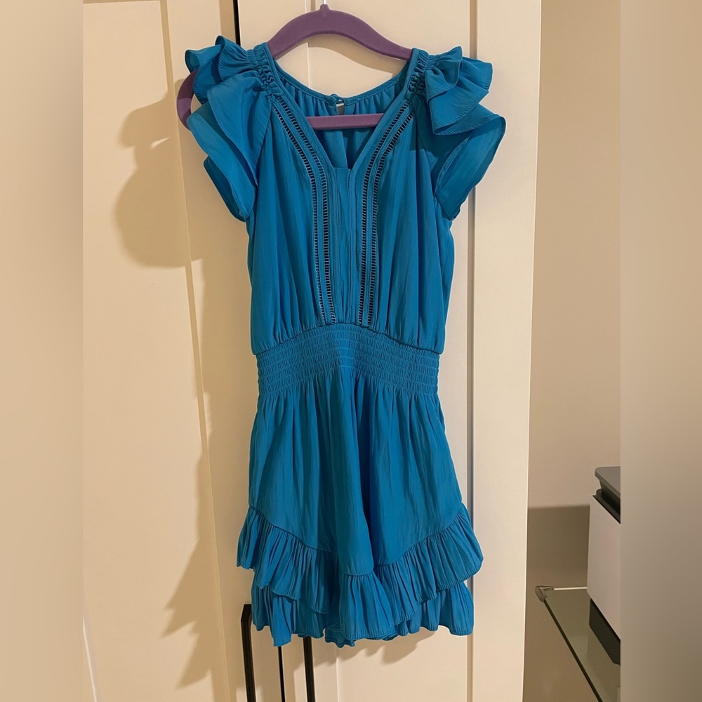 Rami Brook Girls Lola Ruffle Mini Dress Blue Size 3-4y 3t 4t